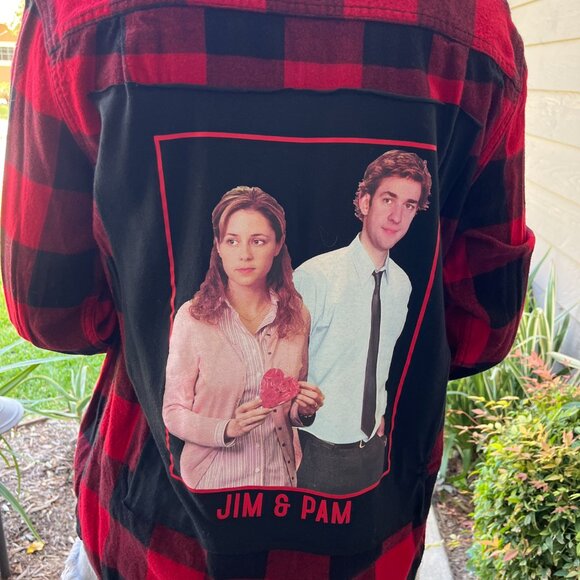The Office Jim & Pam Flannel Shirt upcycled one of a kind unisex small - Picture 1 of 4